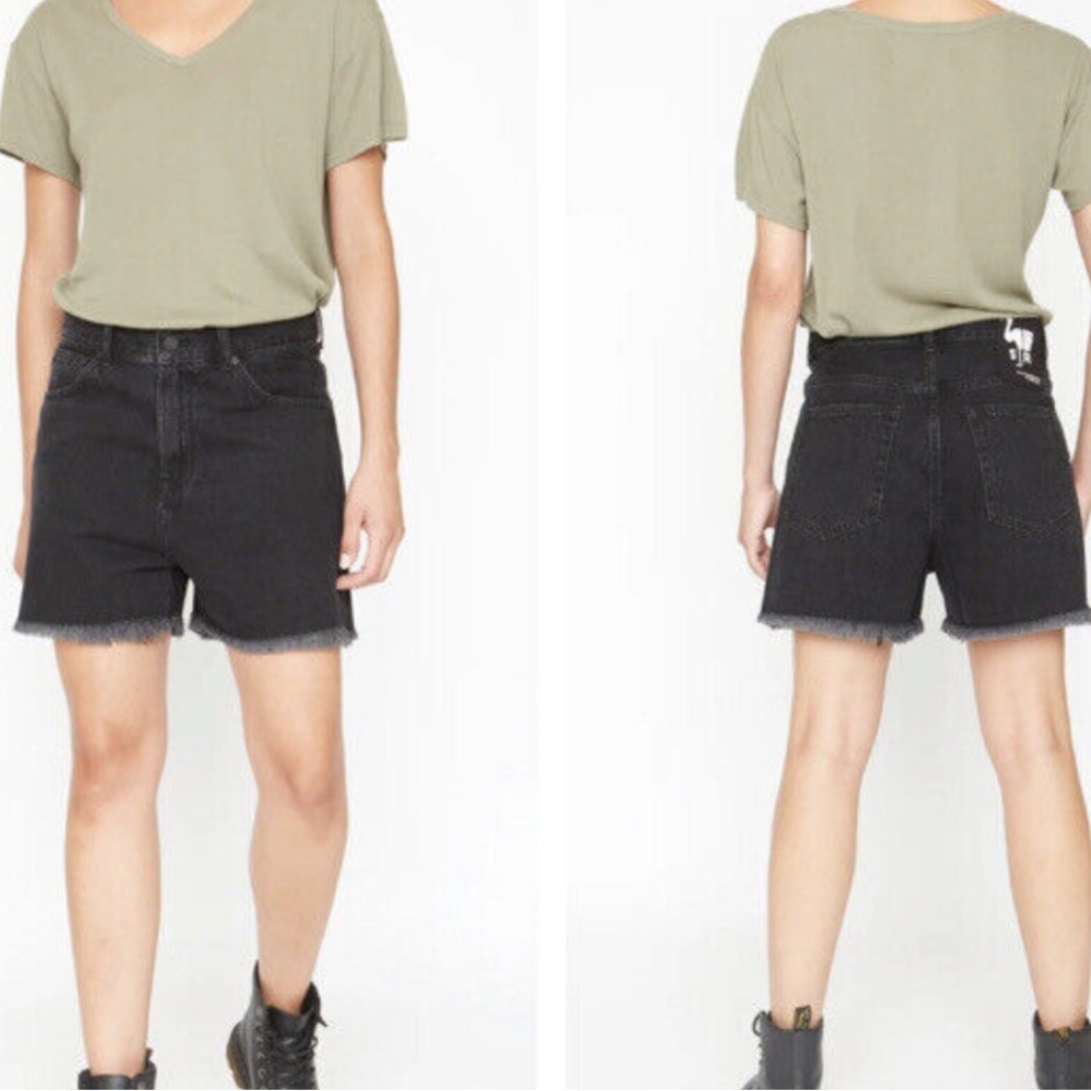 NWT Free People Sandrine Rose Black Frayed Jean Shorts